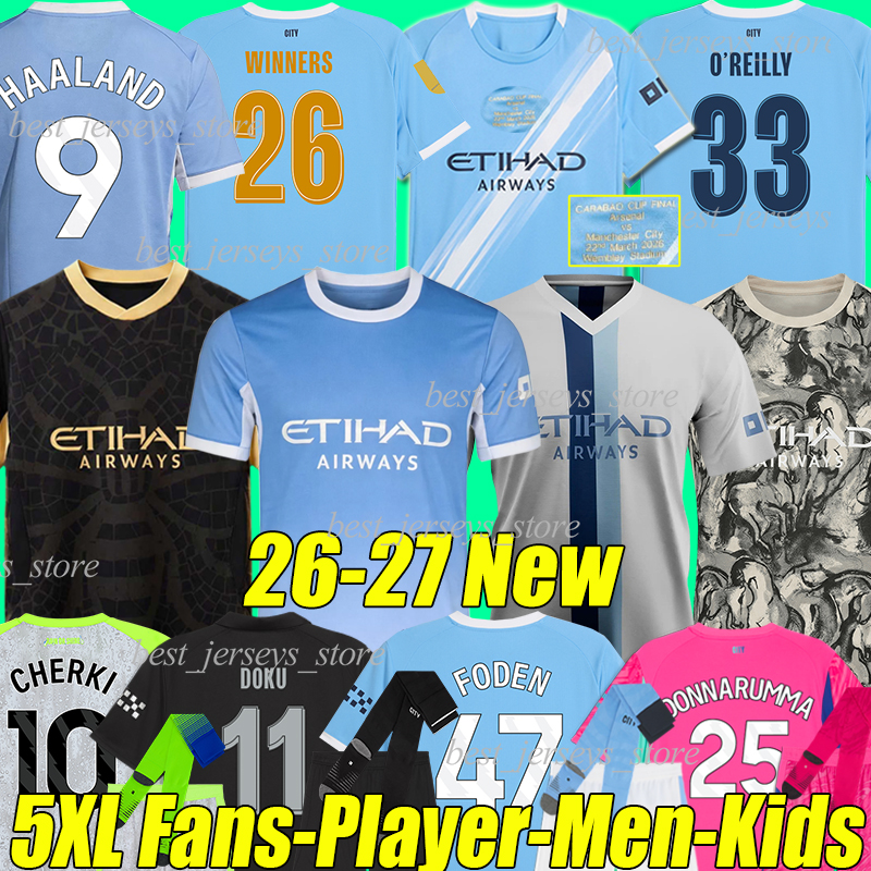 MAN CITY 2026/27 HAALAND soccer jerseys O'REILLY FODEN DOKU REIJNDERS CHERKI SAVINHO MATHEUS N. MARMOUSH SEMENYO RODRIGO BERNARDO football shirts men kids kits socks