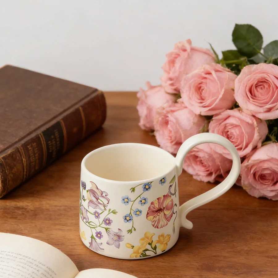 Ceramic cup Coffee cup Water cup Mug Tea cup Cup Meeting room Office Personal Dedicated Japanese style Ceramic Floral pattern Co H260323