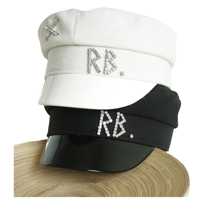 Gifts for girls Women's Wool Beret Crystal Decor Baker Boy Hat Military Visor Flat Cap SXL