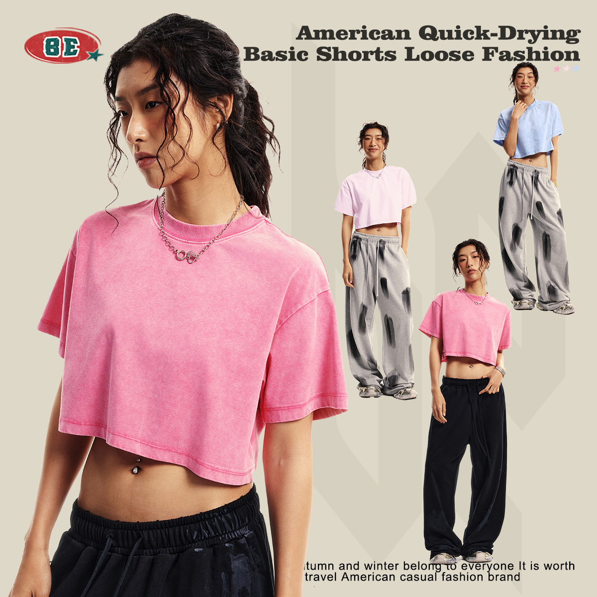 Women's Clothing Spring/summer Polo Trendy New Round Designer T-shirt Neck Cropped Top Loose Fit Short Sleeve Designer Hoodie Sports T-shirt For Women
