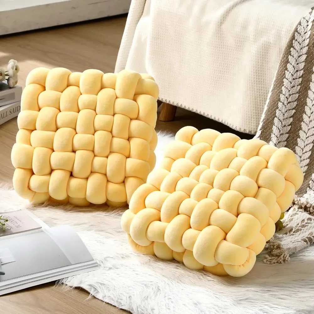 Knot Hand-made Cushion 2025 Square Nordic Aesthetic Stuffed Plush Pillow Decorative Tassel for Office Chair Sofa Decor H260323