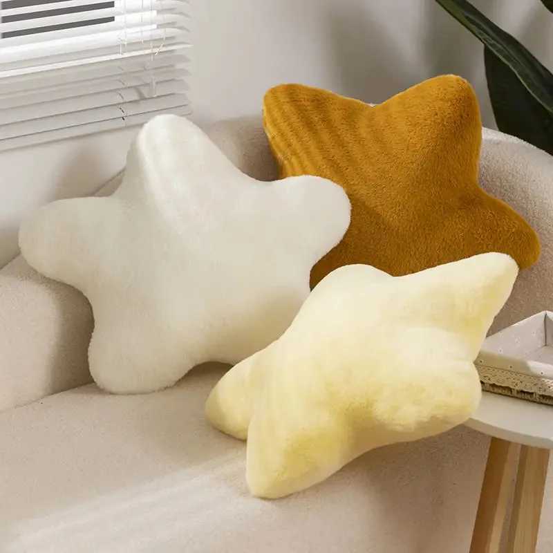 Cute Star Plush Pillow Soft Throw Cushion Home Decor for Kids Bedroom Nursery Living Room H260323