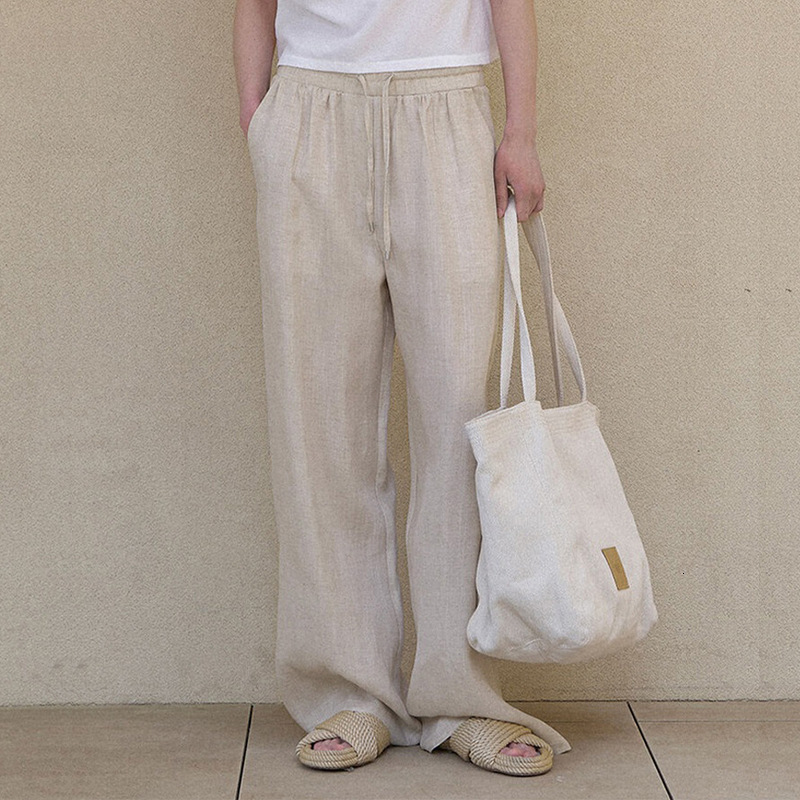 Money Style Pure Linen Trousers Loose Casual Pants For Designer Pants Commuting New Spring/summer Simple Versatile Women's Linen Straight Pants
