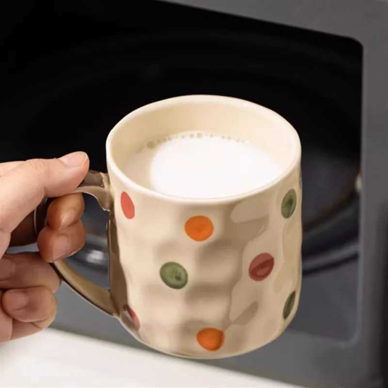 Retro INS Ceramic Mug Glazed Underglaze Color Breakfast Premium Coffee Cup Water Drinking Cup for Daily Use D260323