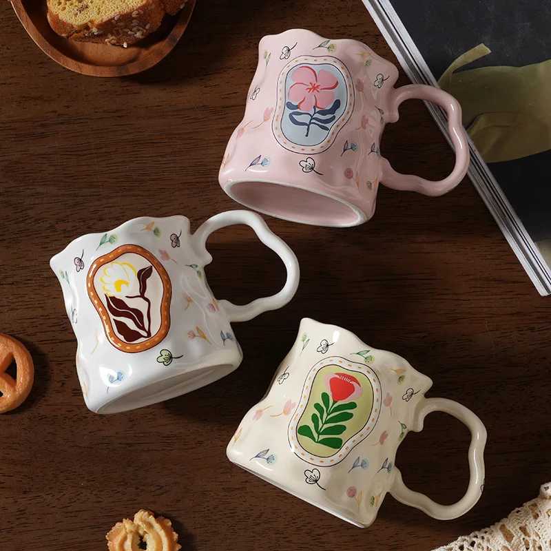 Hand Pinched Original Ceramic Mug High Aesthetic Design for Office Home Breakfast Coffee Tea Cup Gift H260323