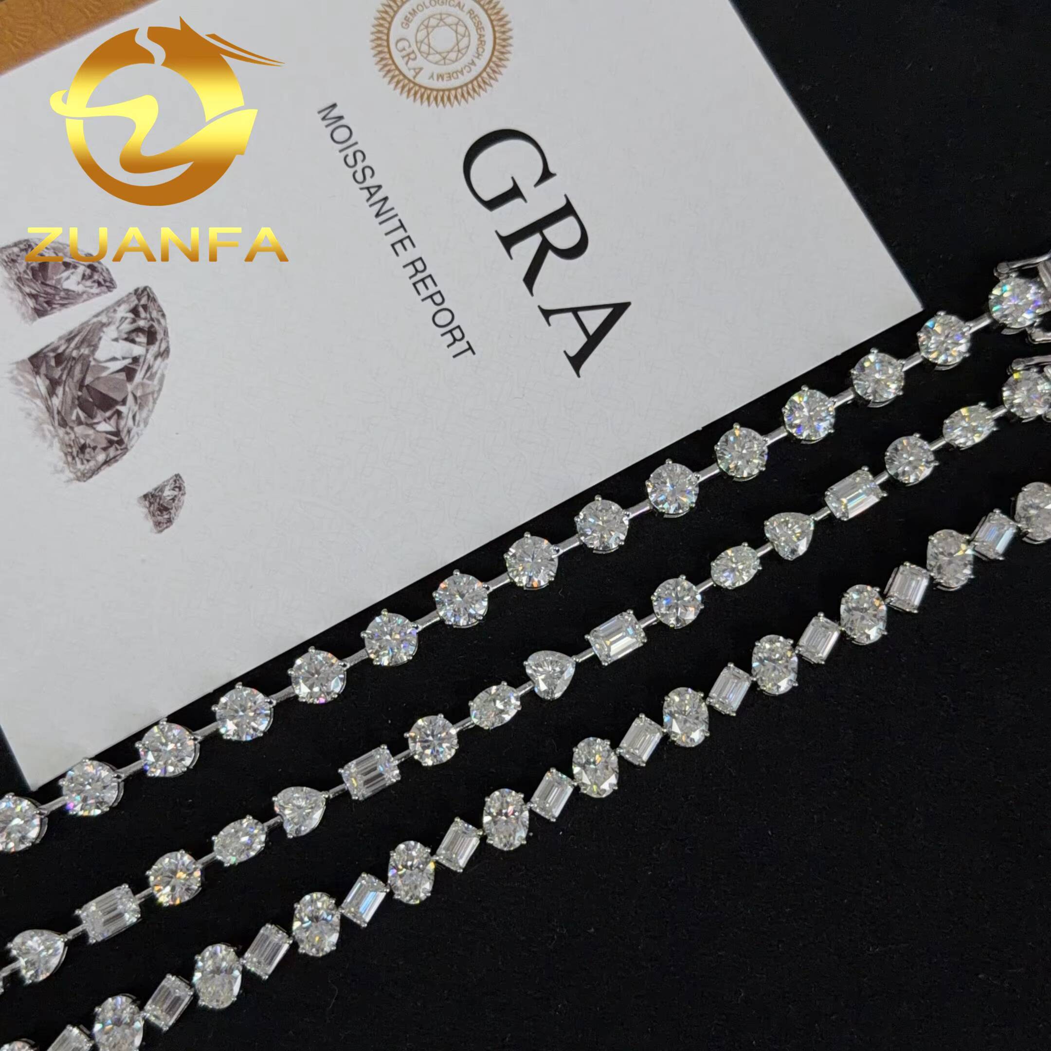 New Fancy Cut Hip Hop Jewelry 925 Silver Moissanite Diamond Tennis Bracelet Men Women Iced Out Tennis Bracelet