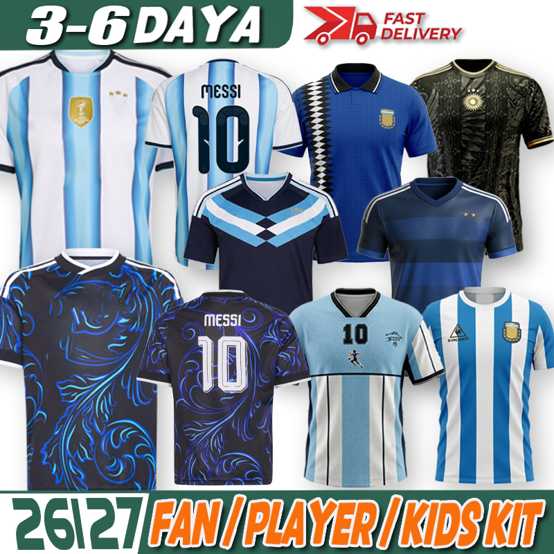 2026 Argentinas Jersey Kit Messi MAC ALLISTER ALVAREZ FERNANDEZ 26 27 football shirt kids ROMERO PAZ SIMEONE ALMADA GONZALEZ SENESI DE PAUL mans kids kit fans player