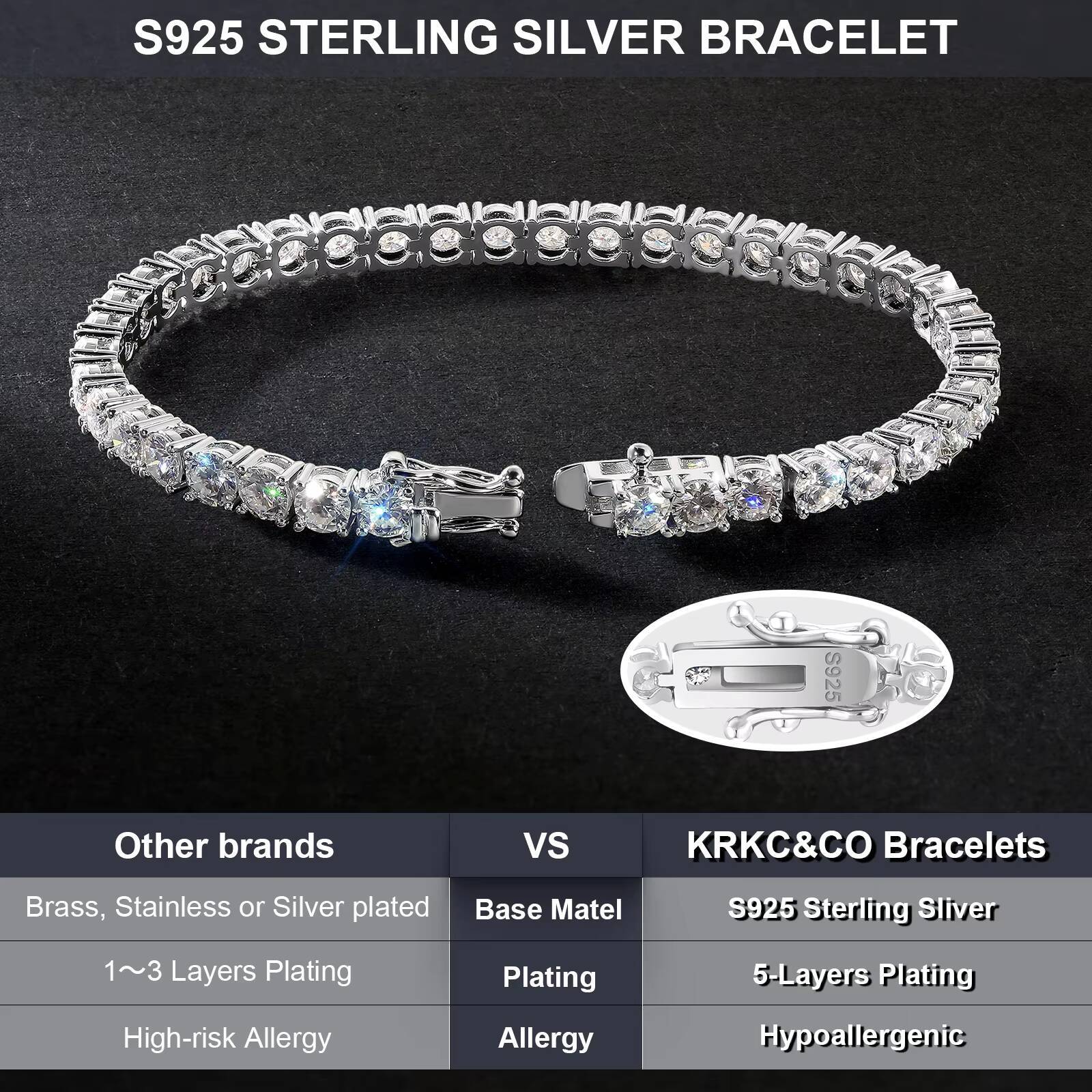 Moissanite Diamond Tennis 14K Gold Plated 925 Silver Fine Jewelry Men Women Gift 2mm 3mm 4mm 5mm VVS GRA Iced Out Chain Bracelet