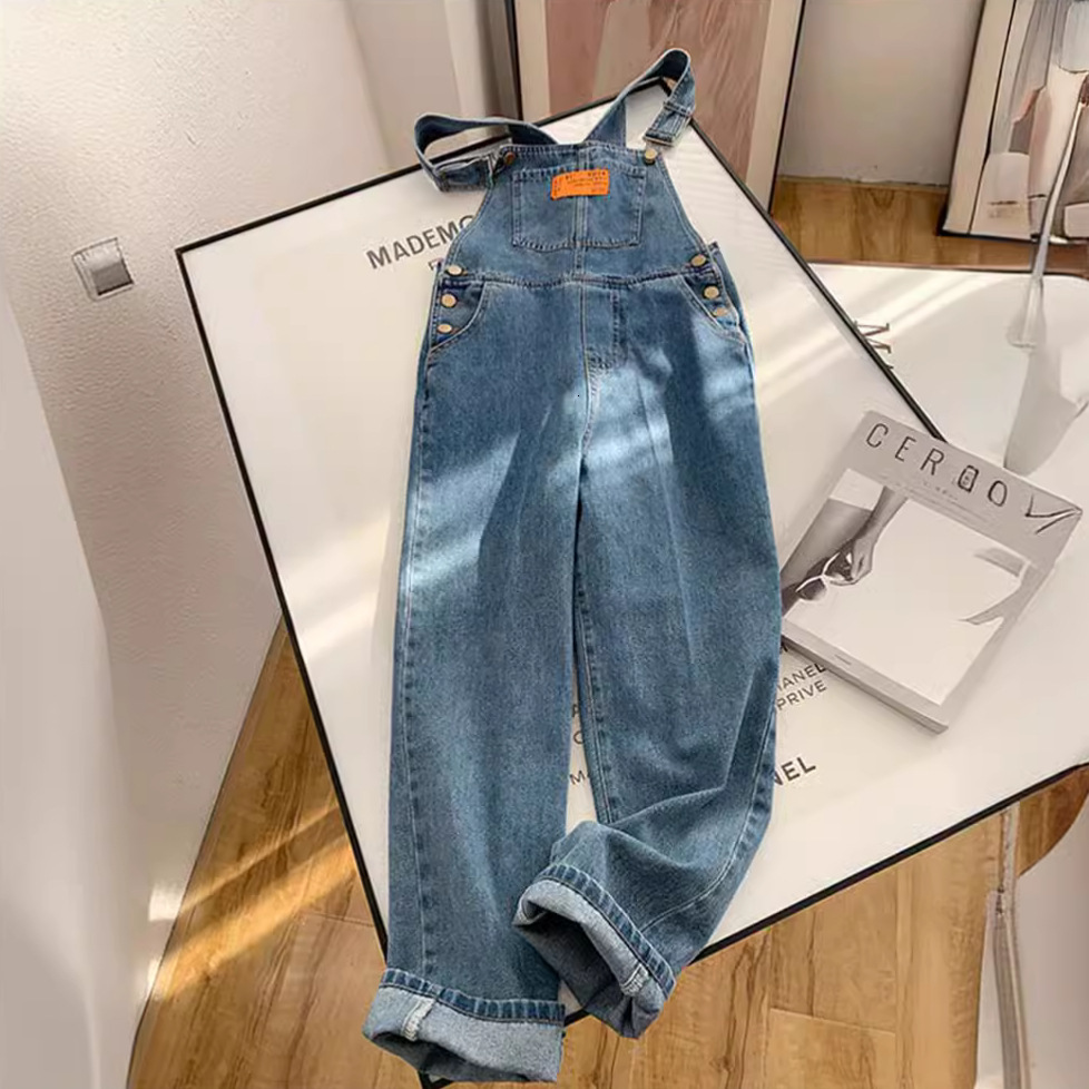 Japanese-style Versatile And Youthful Denim Overalls For Women New Model Petite Designer Pants One-piece Straight-leg Casual Pants Trendy