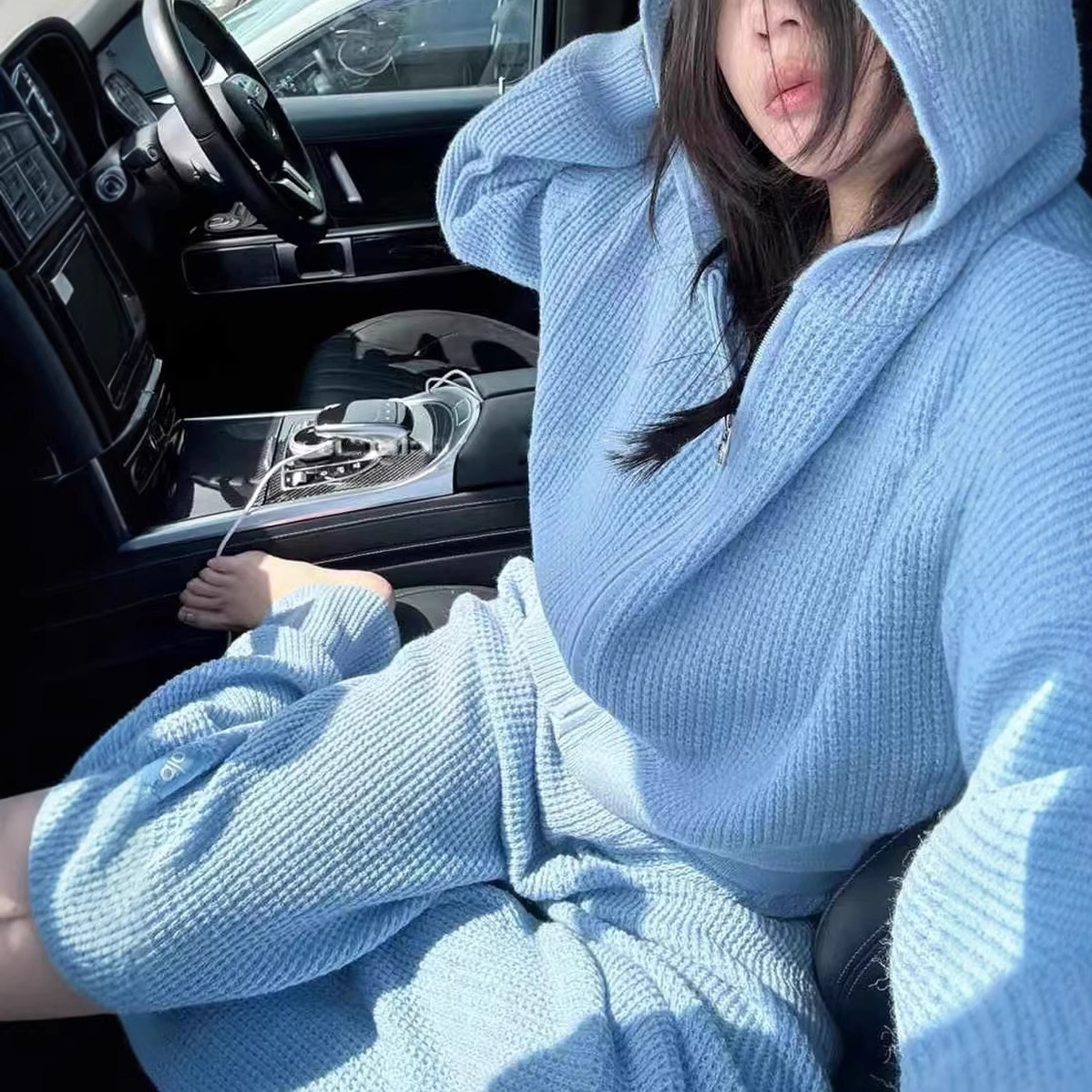 In-stock Waffle Knit Cardigan Top For Women Designer Hoodie Full-zip Hoodie Polo Designer T-shirt Casual Retro Outerwear
