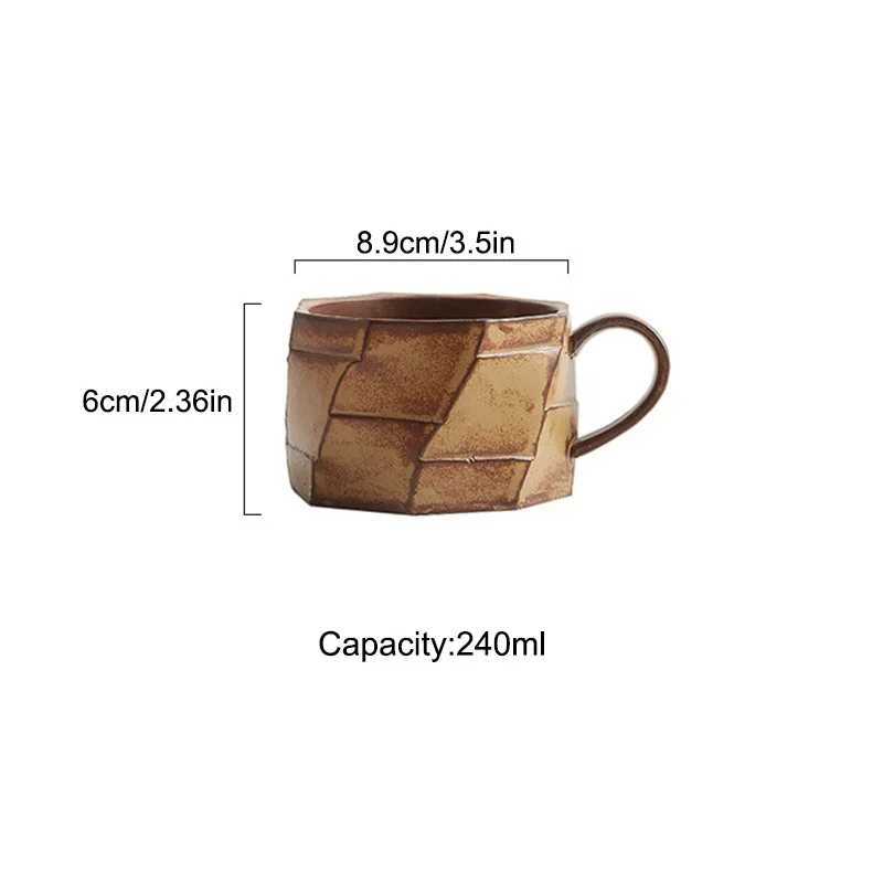 240ml Vintage Handmade Ceramic Mug Creative Japanese Couple Coffee Cup Latte Pull Flower Mug Milk Tea Cups Office Water Cups H260323