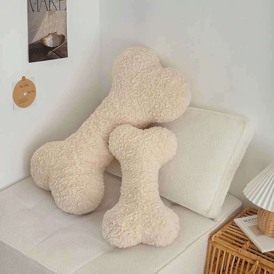 Comfortable White Bone Back Cushion Stuffed Bone Long Pillow Sofa Bed Back Cushion Nordic Style Home Decor Gifts Girl H260323
