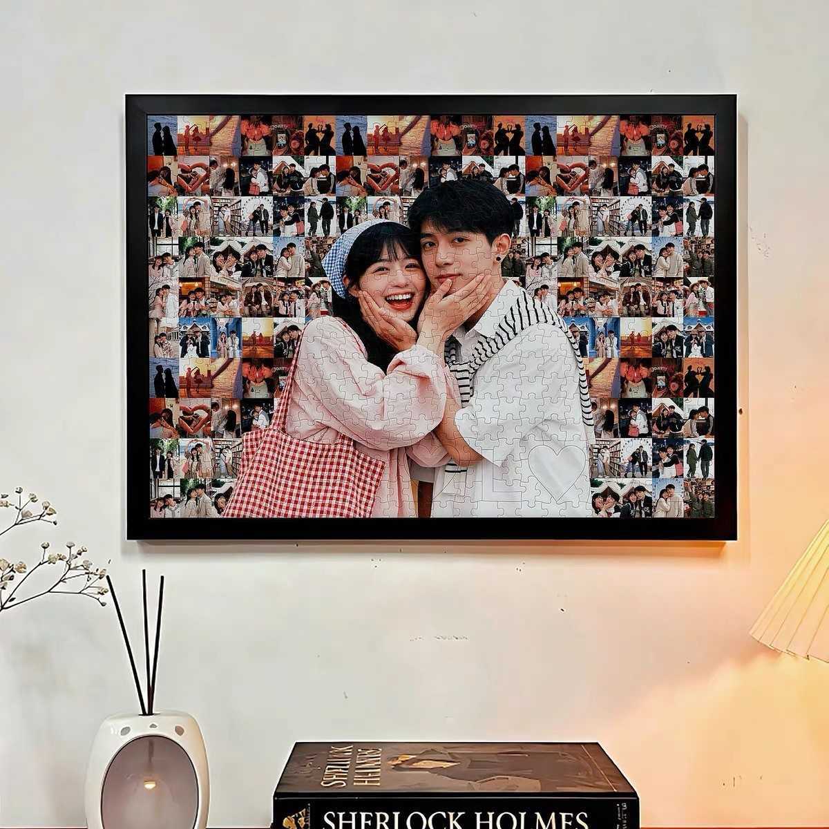Jigsaw photo printed portrait frame DIY handmade birthday gift couple special high-definition photo X251211