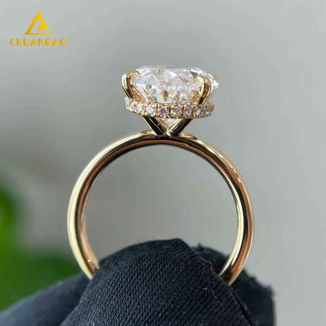 Wholesale Ring Lab Grown Diamond Class Ring 1ct 2ct 3ct 9k 14K 18k Solid Gold Oval Real Diamond Engagement Rings for Women