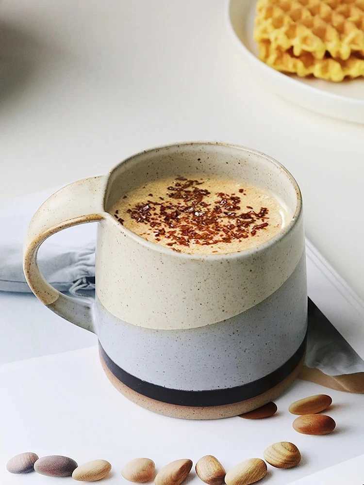 Japanese Retro Stoneware Coffee Cup Household Ceramic Hanging Ear Mug Cup English Afternoon Tea Cup Breakfast Milk Mug Gift H260323