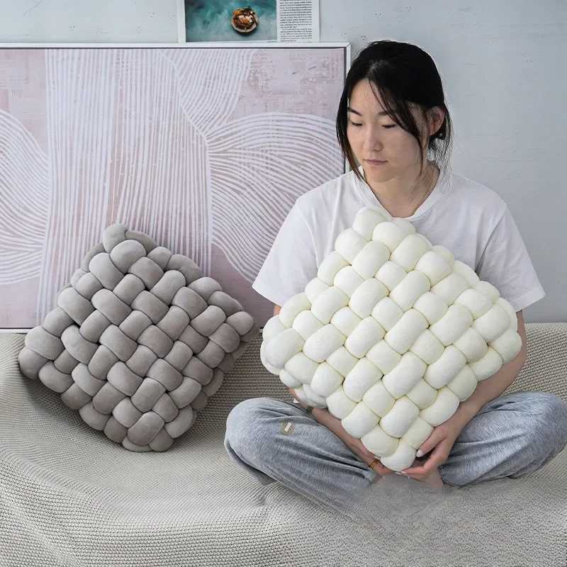 Floor Futon Seat Cushion Detachable Butt Cushion Twist Woven Cushion Tatami Mat Lazy Sofa Yellow Throw Pillow Back Cushion H260323
