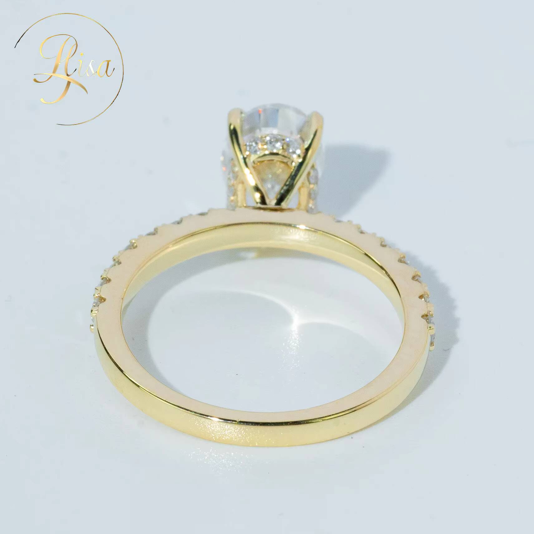 Custom 21CT Vvs Lab Grown Diamond Engagement Rings for Women Luxury Yellow Gold 925 Silver Diamond Engagement Ring Fine Jewelry