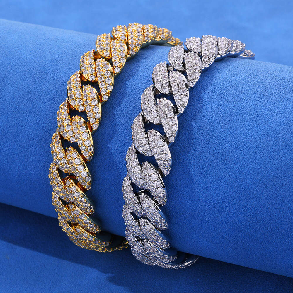 Jewelry Hip Hop 13mm double row Moissanite bubble Cuban chain jewelry necklace men's high end custom bracelet 3a - view 4