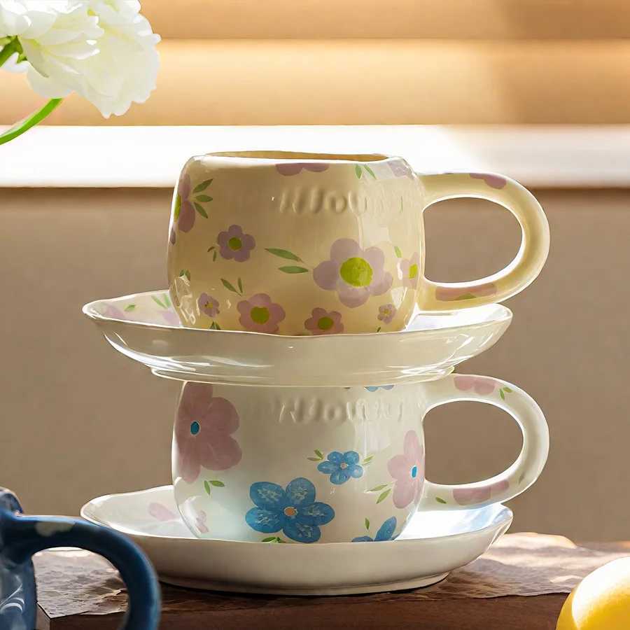 Ceramic cup Coffee cup Water cup Mug Tea cup Cup Office Personal Dedicated Japanese style Ceramic Floral pattern H260323