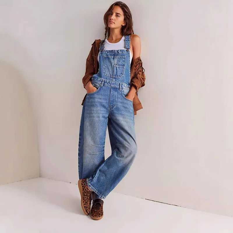 New Washed Retro Loose Straight-leg Workwear Jeans and Overalls From The Streets of Europe and America Womens Clothing 2025 M260323