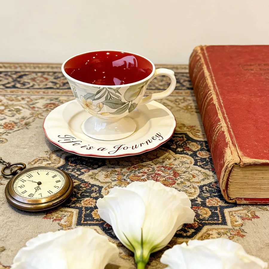 Ceramic cup Coffee cup Water cup Mug Tea cup Cup Dedicated Japanese style Ceramic Floral pattern Couple For home Milk H260323