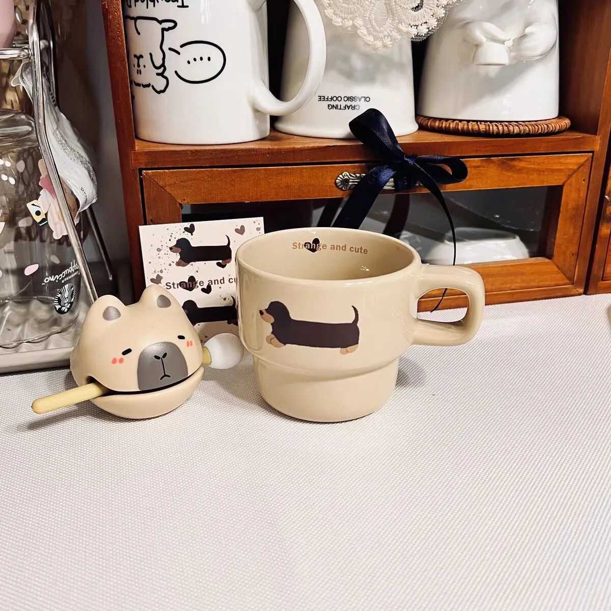 Dachshunds Dog Coffee Mugs Home Ceramic Cup Drink Juice Cola Outdoor Travel Cocoa Handheld Water Mug For Lovers Friends H260323