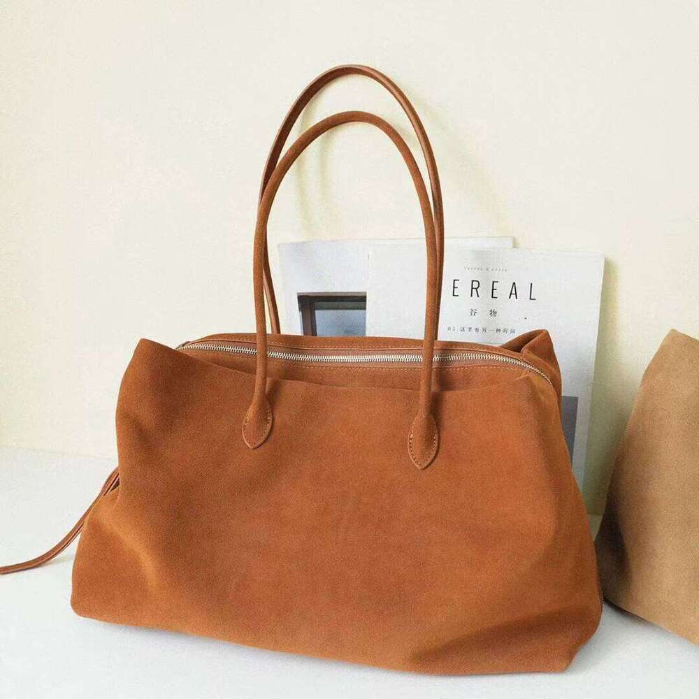 Suede 40Cm Women's Tote 2025 Autumn And Winter New Frosted Cowhide Large Capacity Slack Vintage Handle Shoulder Bag