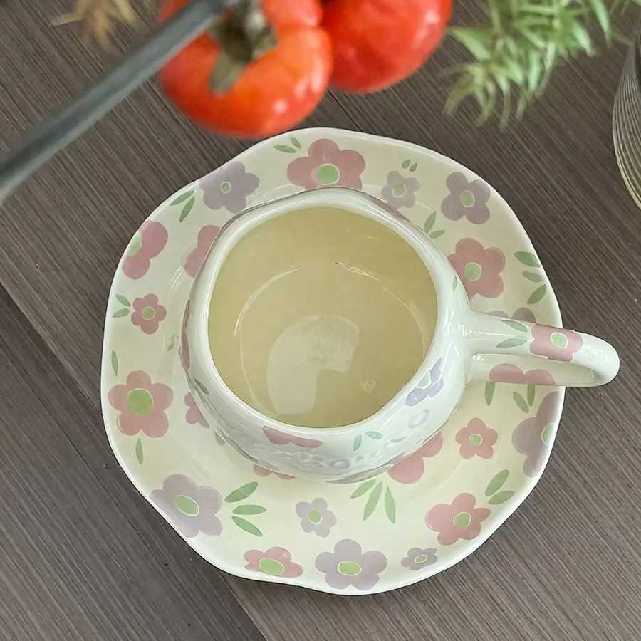 Ceramic cup Coffee cup Water cup Mug Tea cup Cup Office Personal Dedicated Japanese style Ceramic Floral pattern H260323