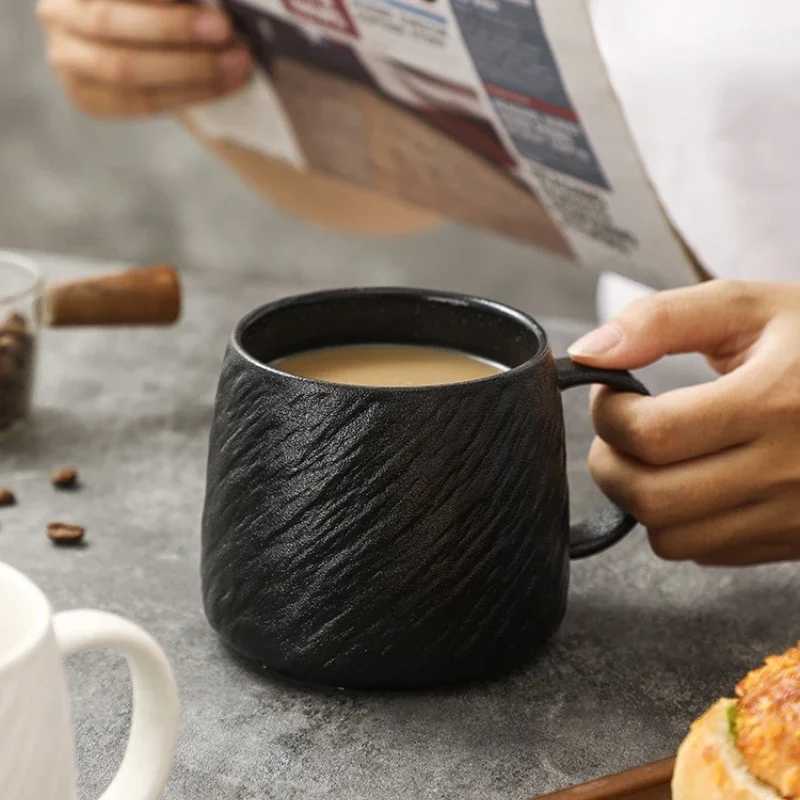 Stone Texture Ceramic Mug Large Capacity Solid Color Minimalist Design For Office Home Daily Coffee Tea Drinking Cup D260323