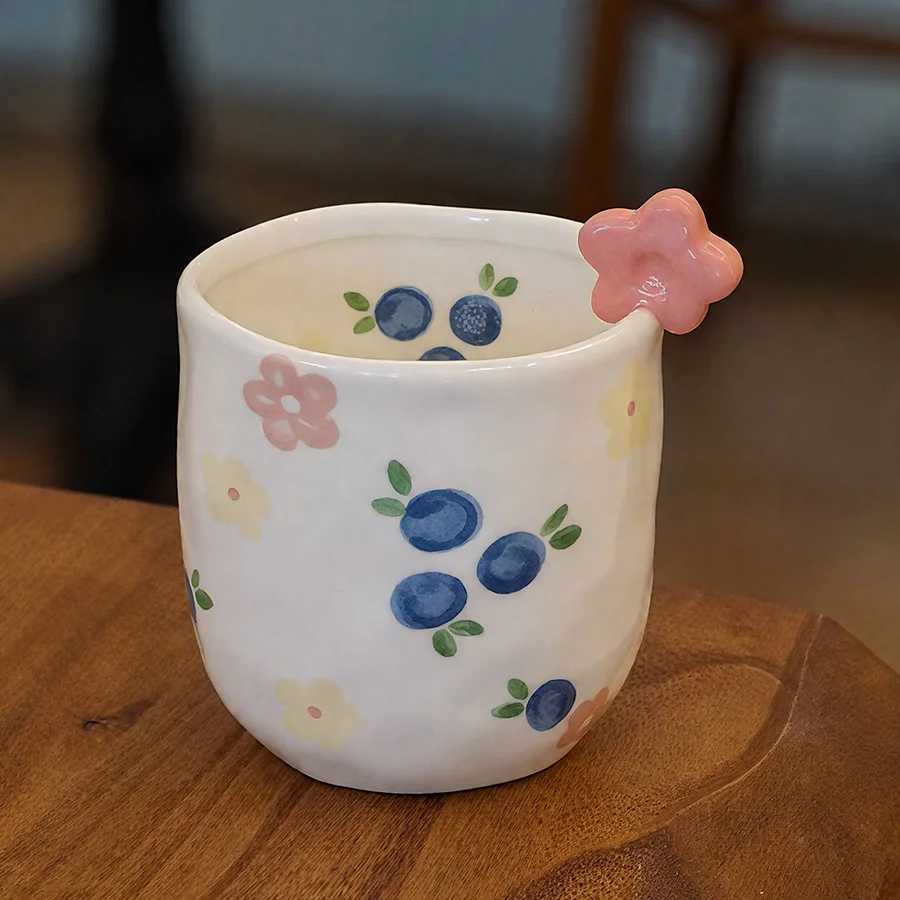 Ceramic cup Coffee cup Water cup Mug Tea cup CupOffice Personal Dedicated Japanese style Ceramic Floral pattern H260323