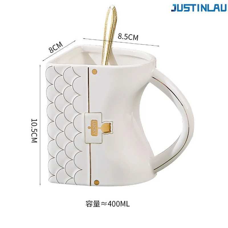 JUSTINLAU Bag Shaped Mug Office Home Coffee Cup Afternoon Tea Cup Simple Mug Suitable for Womens Use Creative Breakfast Cup D260323
