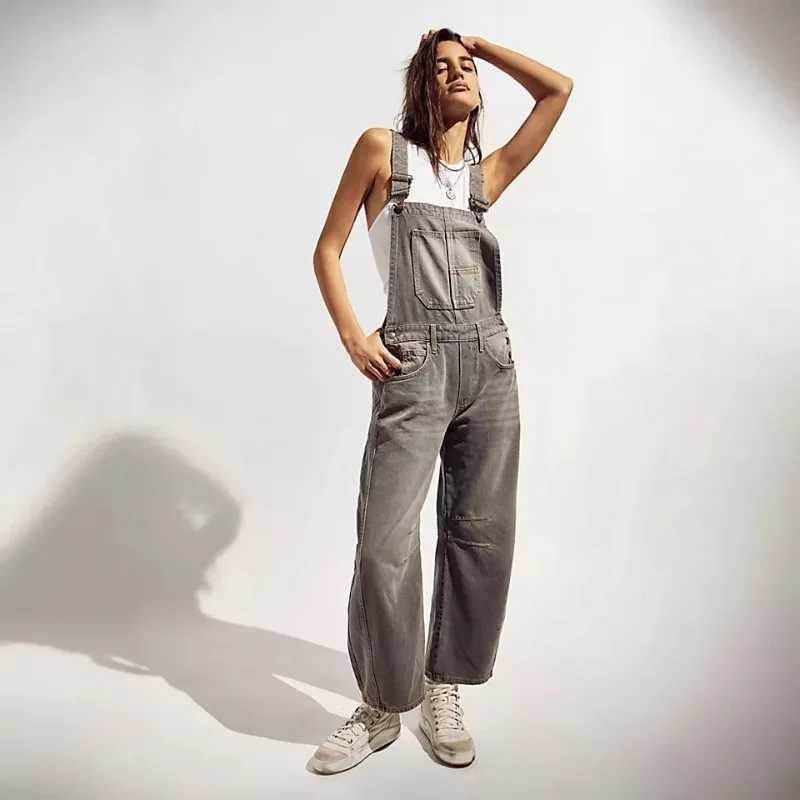 New Washed Retro Loose Straight-leg Workwear Jeans and Overalls From The Streets of Europe and America Womens Clothing 2025 M260323