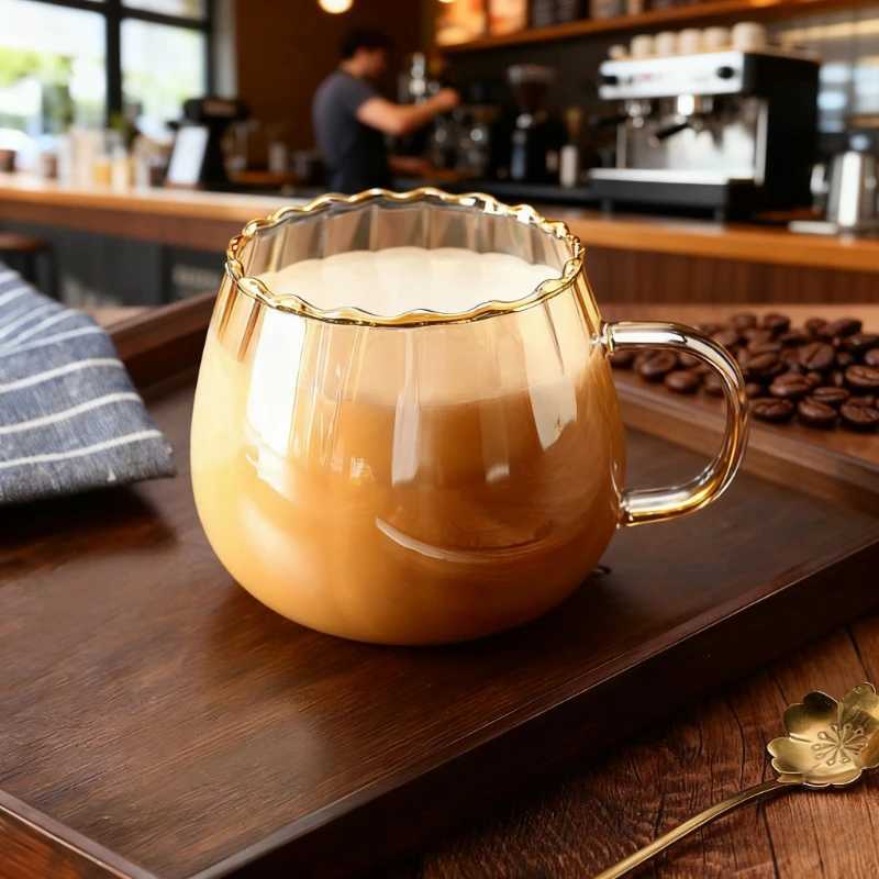 400ml High Borosilicate Glass Cups Creative Striped Mug Pumpkin Cup Breakfast Milk Glass Water Cup Teacup Home Office Drinkware H260323