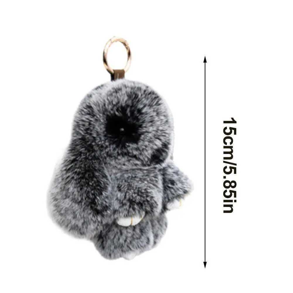 Bone Black Bunny Keychain for Girls, Classic Fluffy Faux Fur Rabbit Bag Charm, Plush Stuffed Car Pendant - view 7