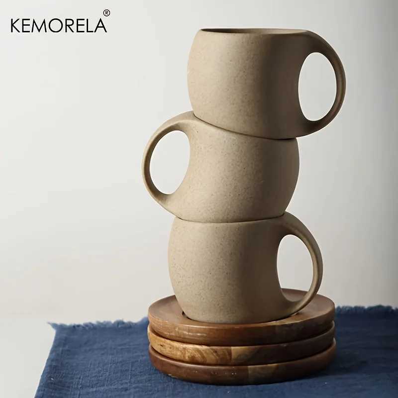 KEMORELA Ceramic Coffee Cups and Saucers Simple Water Cup 220ml Breakfast Milk Oat Drink Mug Exquisite Afternoon Tea Coffee Cup D260323