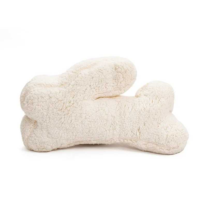 1PC Cute Fluffy Solid Color Bunny Shaped Throw Pillow With Core Furniture Office Sofa Bedroom Bed Decorative Throw Pillow H260323