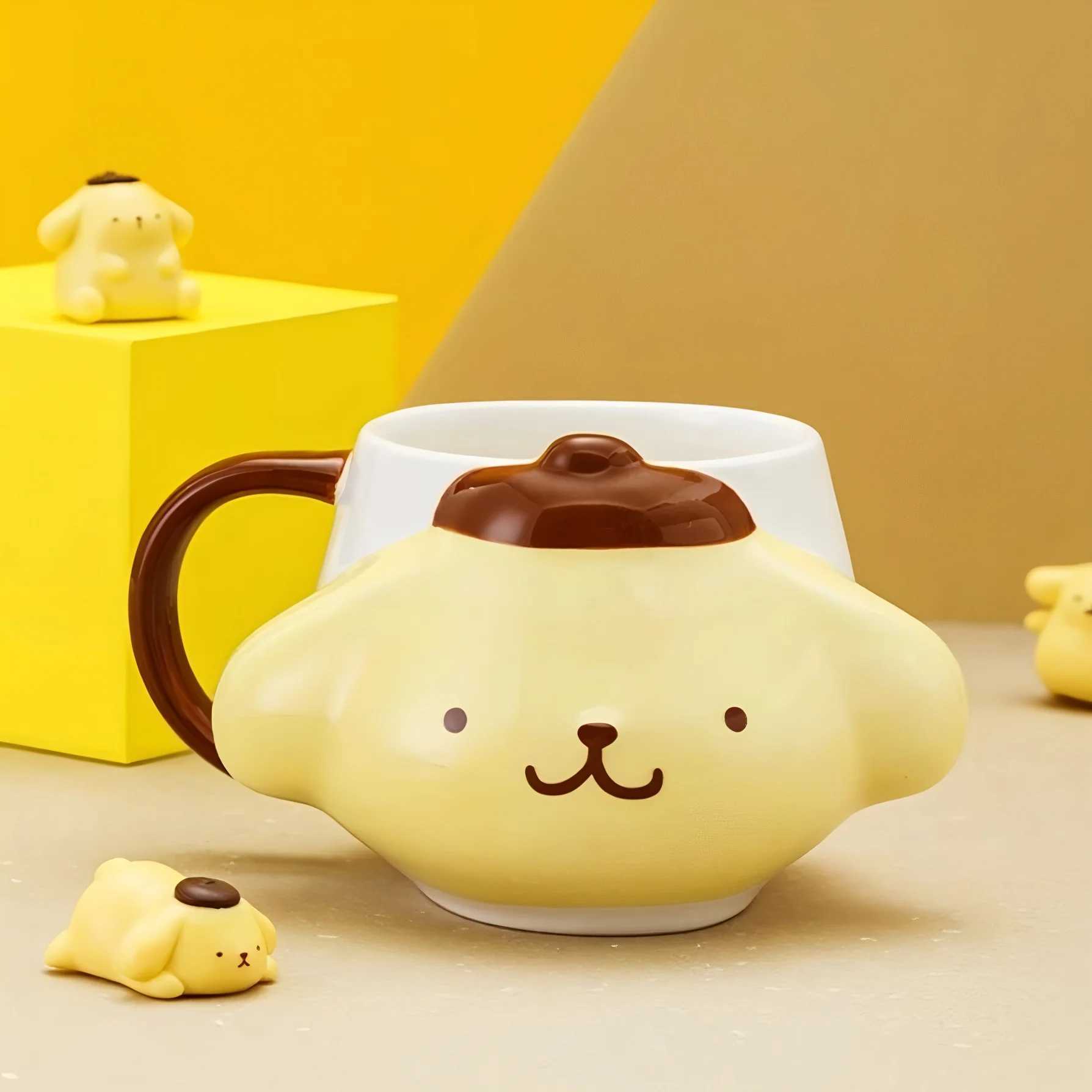 My Melody Pompompurin Embossed Ceramic Mug 450ml Kawaii Anime Coffee Mug Microwave Dishwasher Safe for Home Office Gift D260323