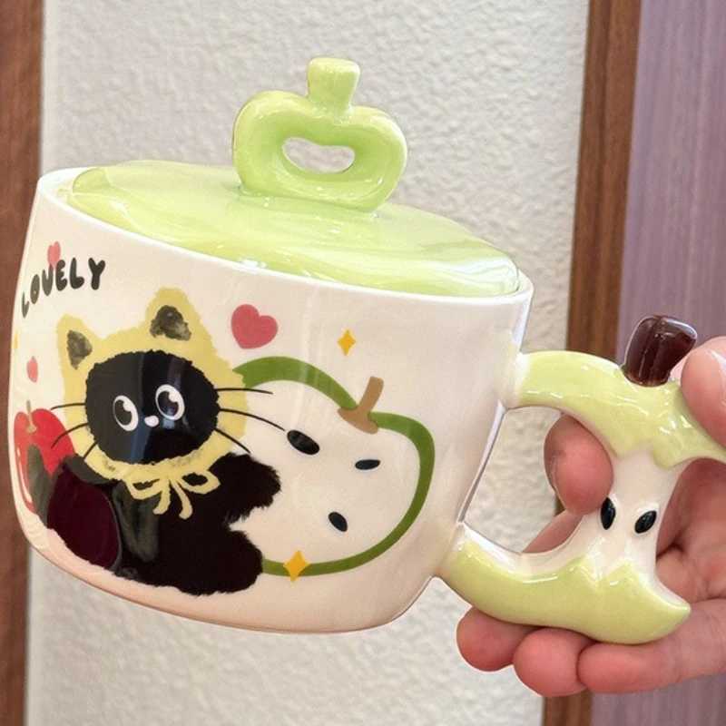 Ceramic Mug High-looking Cute High-temperature Resistant Student Dormitory Office Portable Water Cup D260323