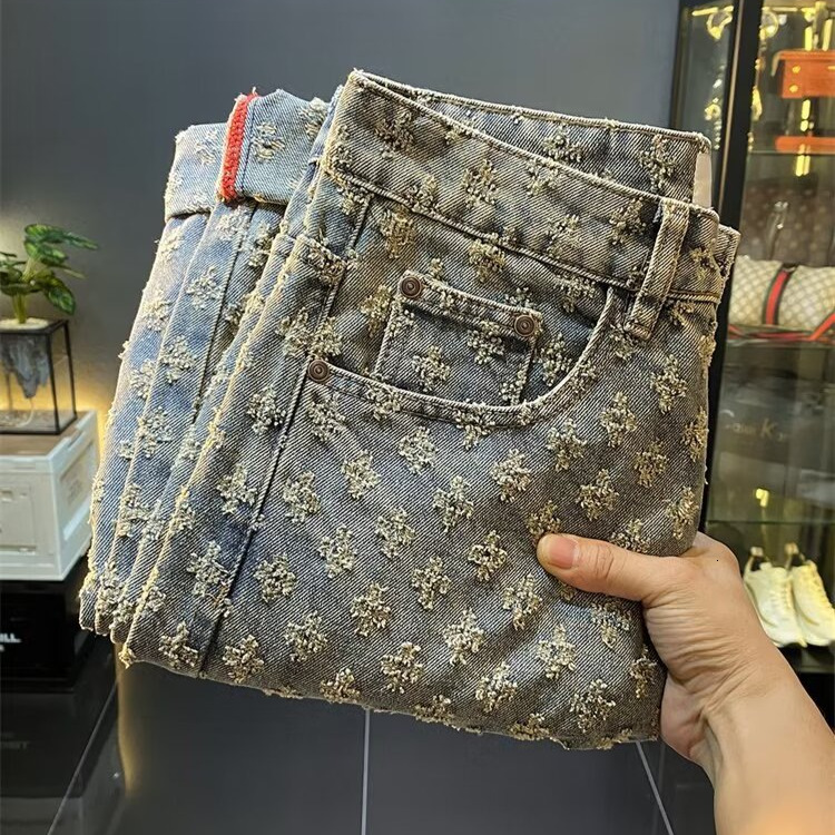 2026 Retro Designer Jeans Fashion Luxury Men's Style Vintage American Motorcycle Style Straight Tube Embroidered Jeans Essential Micro Pull Loose