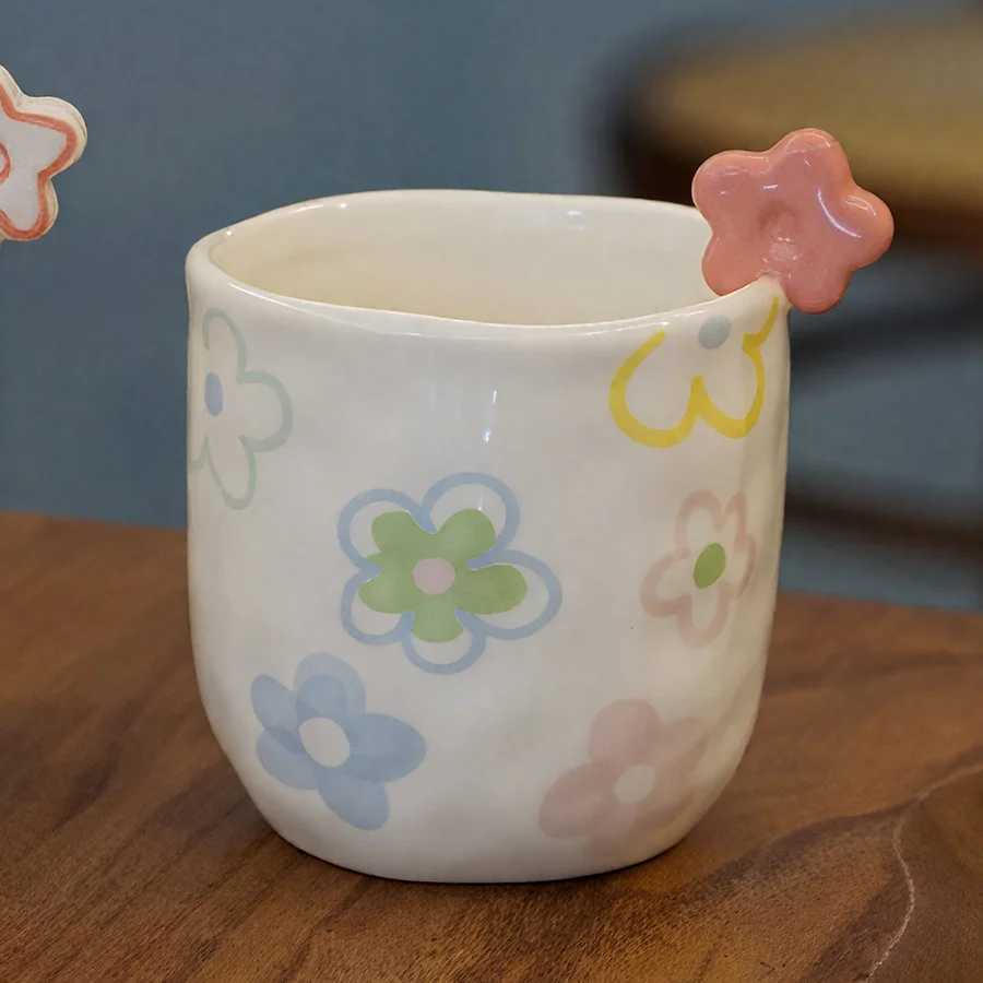 Ceramic cup Coffee cup Water cup Mug Tea cup CupOffice Personal Dedicated Japanese style Ceramic Floral pattern H260323