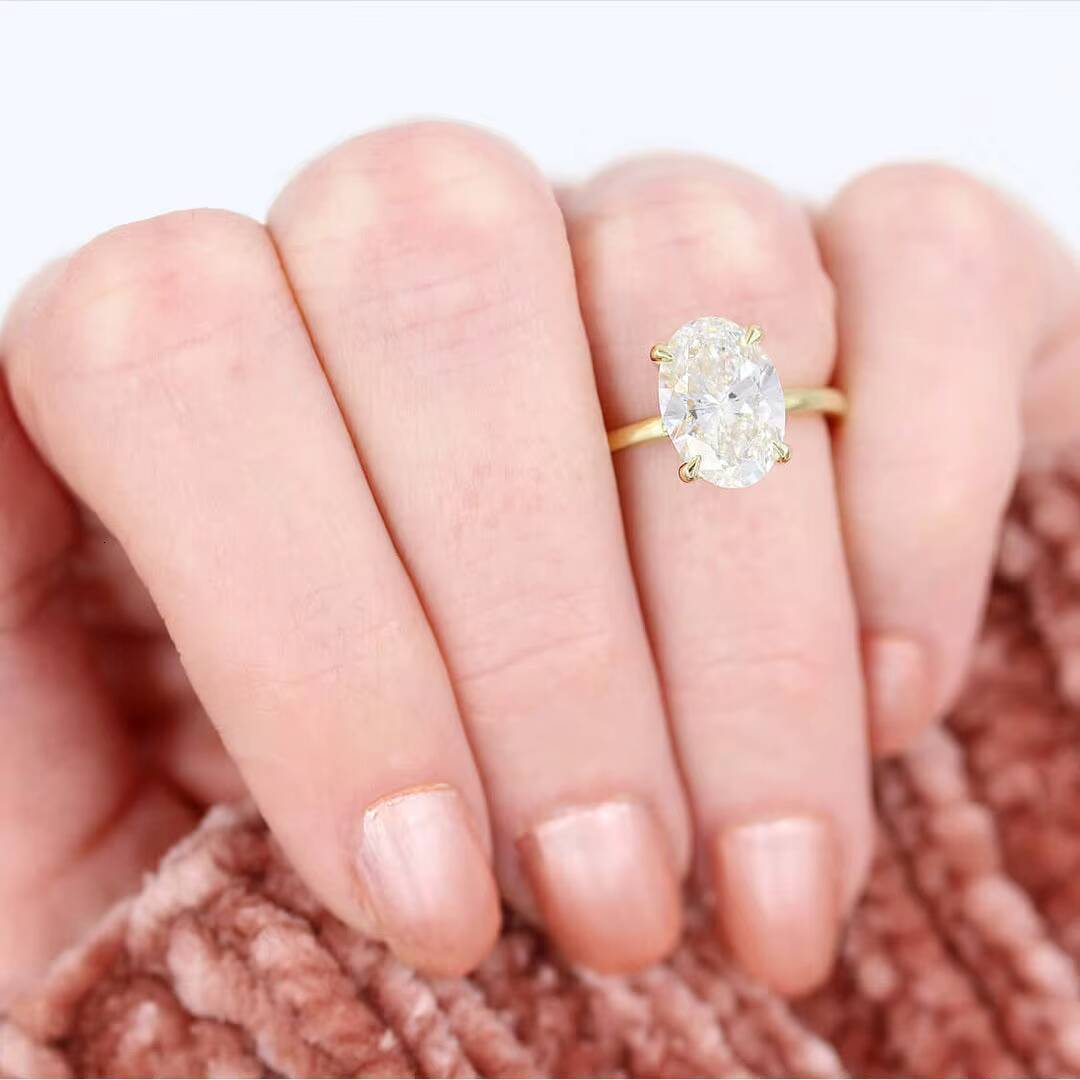 Maiyi 9K/10K/14K/18K/22K Solid Gold Yellow Gold Oval Cut D Color VS1 Solitaire Cvd Diamond Engagement Ring With IGICertificate