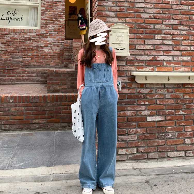 2026 New Womens Casual Wide-Leg Suspender Pants Denim Overalls wiTH PoCKets and Suitable For All Seasons M260323