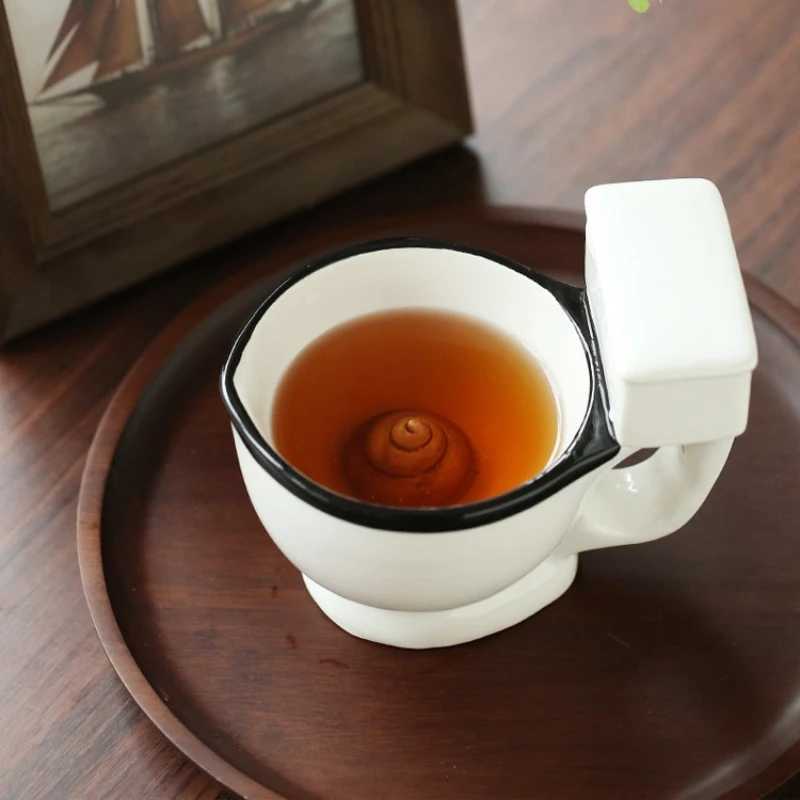 300ml Creative and Quirky Ceramic Cup Novel and Interesting Gift Toilet Ceramic Cup with Handle Coffee Tea Milk Ice Cream Cup D260323