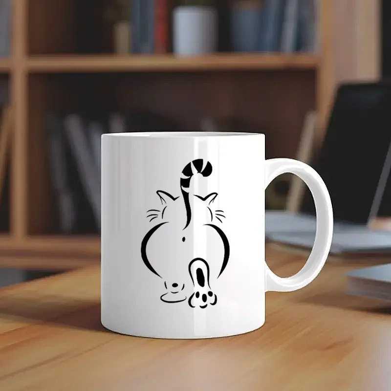 1pc Insulated ceramic cat cup reusable large capacity coffee cup only hand washable machine washable H260323