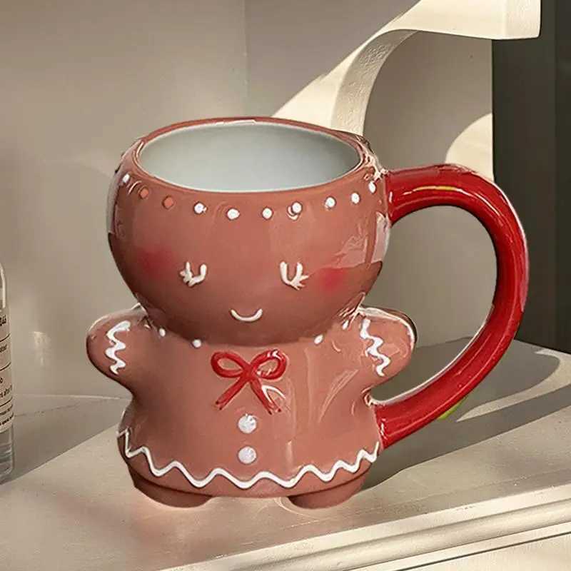 New Gingerbread Man Coffee Mugs Ceramic Porcelain Gingerbread Man Cup Lovely Breakfast Christmas gingerbread man coffee cups H260323