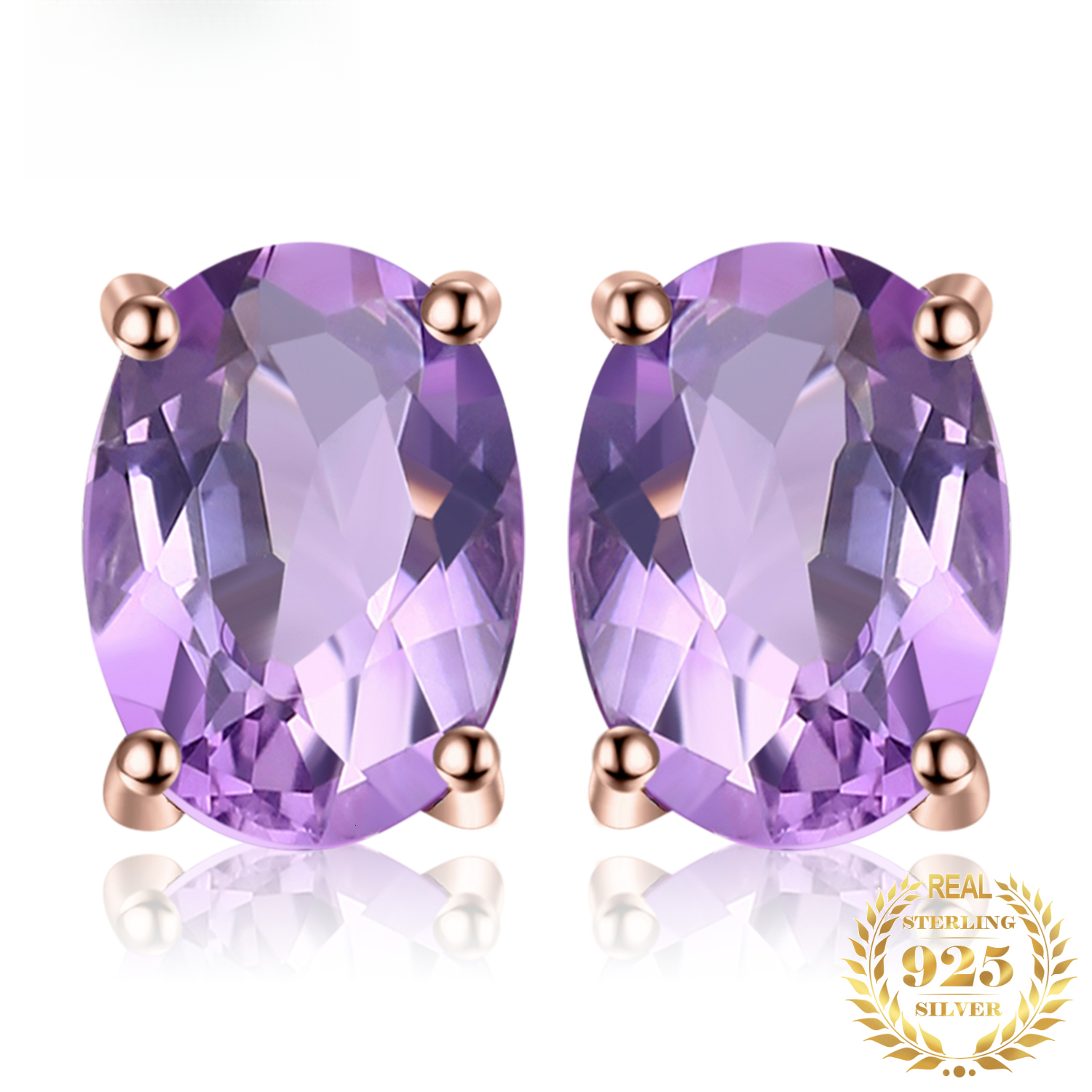 JewelryPalace Rose Gold Yellow Gold Plated Oval Natural Amethyst Citrine Garnet Topaz Peridot 925 Sterling Silver Earrings Woman
