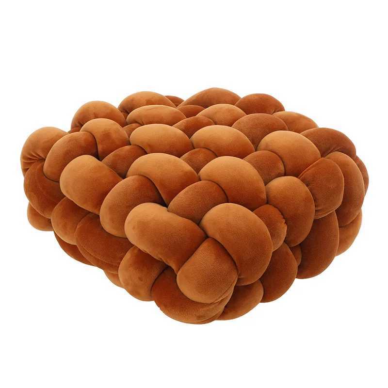 Living Room Soft Plush Knot Cushion Sofa Pillow Solid Color Square Hand-Woven Home Throw Pillow Square Woven Seat Cushion Cushio H260323