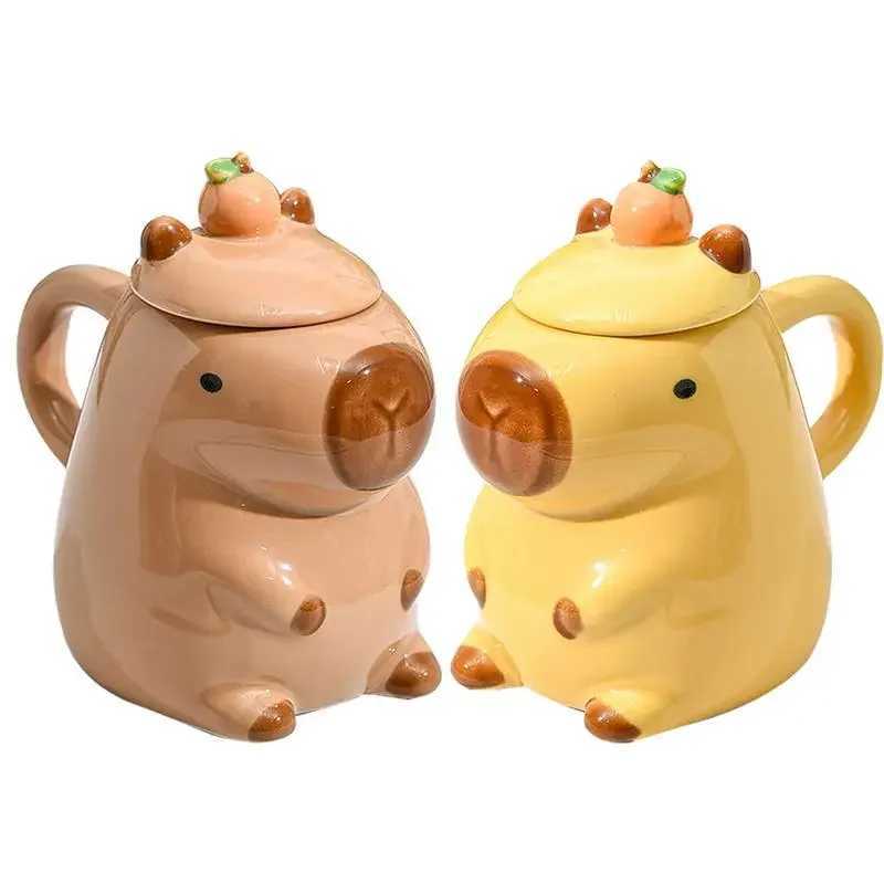 Christmas Mug Ceramic Coffee Mug Tea Mug Novelty Capybara Mug Christmas Gift Cute Milk Coffee Cup Funny Tea Cup with Lid D260323