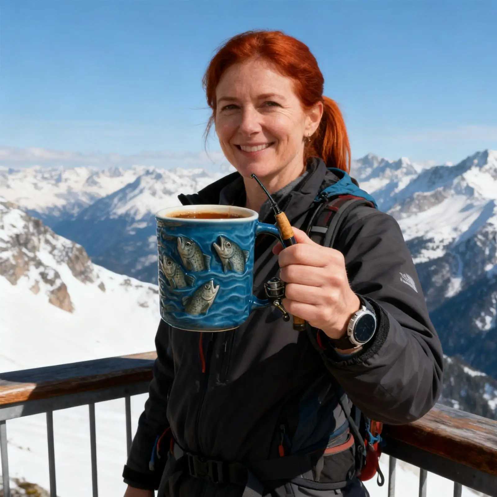 Resin Coffee Mug Cold Hot Beverage Cup Creative Funny Fishing rod shaped handle Cup For Chocolate Tea Wine Beer Home Camping D260323