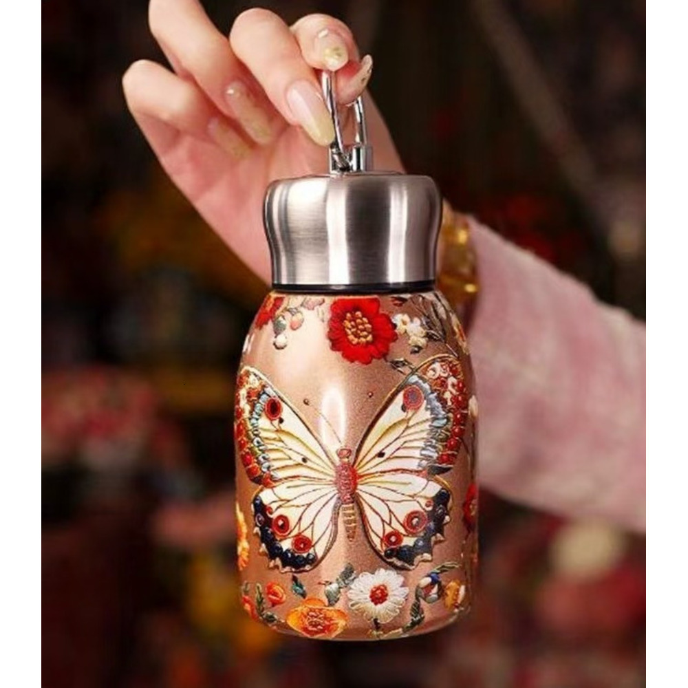 Creative 316 Stainless Steel Little Chubby Thermos Stylish Mini Minimalist Short Bodied Cup With Handle Luxury Style